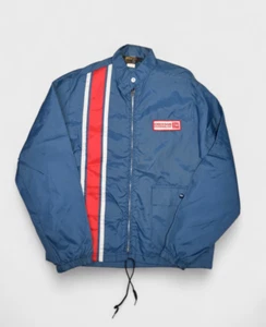 Vintage Swingster Jacket Mens S Navy Striped Racing Lightweight Workwear Emerson - Picture 1 of 8