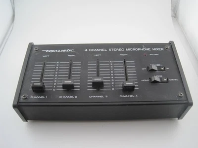 Realistic 32-1105A 4-Channel Stereo Microphone Mixer 9 Volt Battery Powered - Image 1 of 4