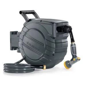 GLAHODEN einziehbare Gartenschlauchtrommel 1/2 Zoll x 65 Fuß 2025 Upgrade Dual Ratch... - Bild 1 von 9