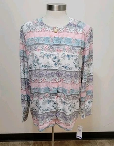 Alfred Dunner Langarm Bluse Blumenmuster Größe 16 New Old Stock - Bild 1 von 10