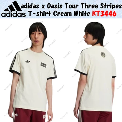 adidas x Oasis Tour Three Stripes T-shirt Cream White KT3446 Japan size - Image 1 of 4