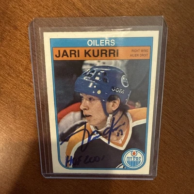 Tarjeta de hockey autografiada por Jari Kurri 1982 OPC # 111 Edmonton Oilers Foto 1 de 2