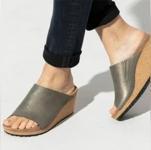 Papillio By Birkenstock Namica Womens Suede Leather Wedge 40/9 N Slide Metallic - Picture 1 of 19