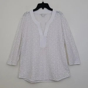 Cold Water Creek weißes transparentes Spitzentop 10/12 M - Bild 1 von 14