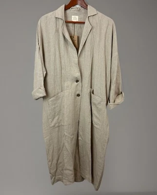 Vikolino 100% Europian Linen Cardigan Duster Beige L/XL Minimalist Lagenlook NWT - Image 1 of 4