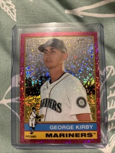 2025 Topps Heritage Chrome Pink Sparkle #190 George Kirby Seattle Mariners - Picture 1 of 2