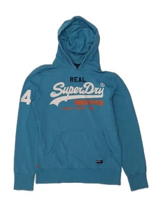 SUPERDRY Mens Real Graphic Hoodie Jumper Large Blue WO16 - Picture 1 of 4
