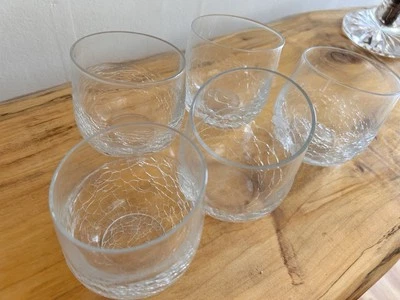 Pier 1 Set Of 5 Clear Crackle Wine Glass Slant Rim Foto 1 de 4