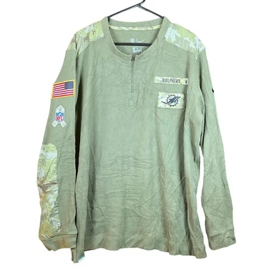 Рубашка мужская NFL армейская зеленая Miami Dolphins Salute To Service рукав с боковой линией размер XL - Изображение 1 из 4