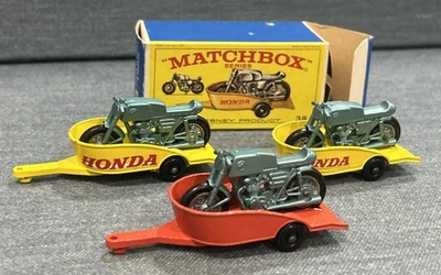 3ea Matchbox 38 Motocicletas y Remolques Honda con 1 Caja Original 3 modelos diferentes Foto 1 de 4
