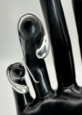 FAS 925 Modernist Tear Drop Shape Dangle Earrings Sterling Silver lightweight - Image 1 of 4