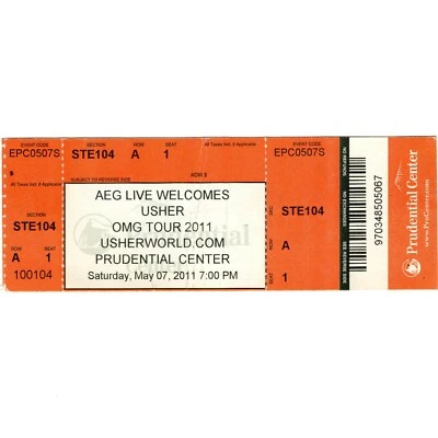Boleto de concierto completo USHER NEWARK NJ 5/7/11 PRUDENTIAL CENTER OMG TOUR raro Foto 1 de 2