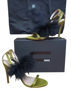 TOPSHOP ÚNICO Damas Exquisitos Impresionantes Verde Negro Pluma Sexy Tacones Precio de venta sugerido por el fabricante £125 - Imagen 1 de 11