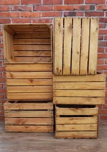 6x Wooden Vintage Crates, Used storage boxes, fruit apple crates, Log crate - Picture 1 of 8