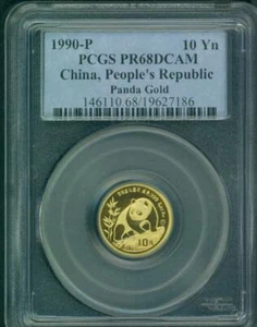 1990-P 10Y 10 YUAN G10Y PROOF GOLD PANDA 1/10 Oz. PCGS PR68 PF68 CHINA SCARCE ! - Picture 1 of 2