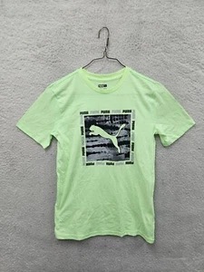 Puma Boys Shirt Large (14-16) Green Graphic Print Cotton Blend Short Sleeve Tee - Picture 1 of 18