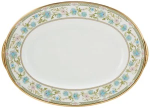 Noritake Oval Plate 37cm Yoshino 1 Piece Bone China Tableware Blue Japan New - Picture 1 of 3
