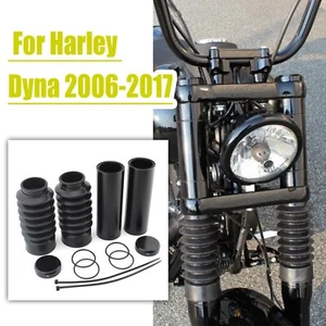 Black Complete Upper Lower Fork Cover Tube Caps For Harley-Davidson Dyna - Picture 1 of 12
