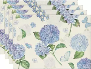 Hydrangea Butterfly Spring Placemats Set of 4, 12X18 Inch Seasonal Summer Holida - Picture 1 of 6