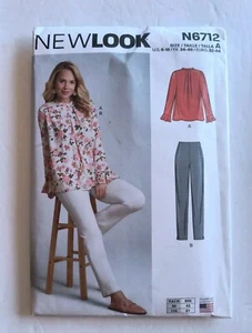 New Look N6712 Pleated Blouse w Sleeve Flounces & Slim Ankle Pants Sz 6-18 UNCUT - Picture 1 of 4