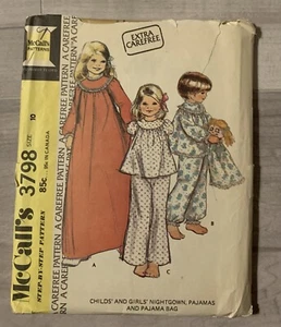 Vintage McCall's Sewing Pattern 3798 Child Girls Nightgown PJs UNCUT 1973 Sz 10 - Picture 1 of 2