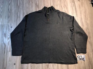 Vintage grau Polo Ralph Lauren 1/4 Reißverschluss Pullover Sweatshirt 2XL XXL Herren Pony☕G1 - Bild 1 von 10