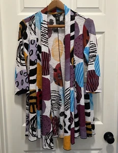NWT Ali Miles Cardigan Womens S Multicolor Mesh Open Front Stretch Art to Wear - Picture 1 of 9