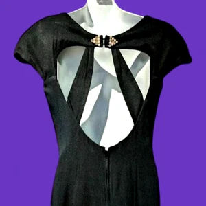 VESTIDO DE HOMBRO VINTAGE POWER AÑOS 80 90 GALA CÓCTEL FIESTA CRISTAL PERLA TALLA 10 3F - Imagen 1 de 14
