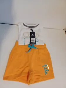 Fila Girls Tshirt And Shorts Summer Dress Size 5/6 Orange /White Top Bottom NWT - Picture 1 of 8