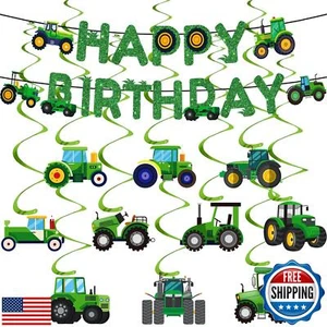 Tractor Birthday Decorations Green Tractor Happy Birthday Banner and Tractor - Picture 1 of 5