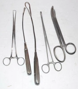 Used Stainless Steel Surgical Instrument Sponge forceps Uterine Curettes scissor - Picture 1 of 7