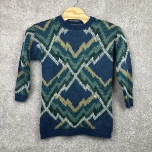 Pasta Damen kleiner flauschiger Mohair Acryl Mischung Strick Rundhals Pullover bunt - Bild 1 von 5