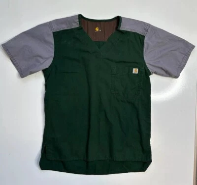 Blusa Médica Carhartt Para Hombres Ripstop Verde Utilidad Bolsillo Cuello en V Para Hombre XS C14108 Foto 1 de 4