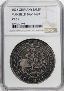 Alemania 1572 - Mansfield-Eisleben - Johann Georg - Taler - NGC VF35 - MUY RARO - Imagen 1 de 2