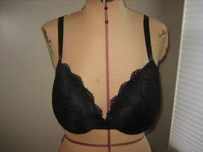 BEBE Black Lace Covered Cups Bra, Padded, Underwire, Adj Straps - Size 36DD - Image 1 of 4