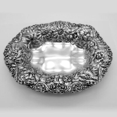 Centro de mesa floral cuenco para servir Gorham plata de ley 1902 Foto 1 de 4