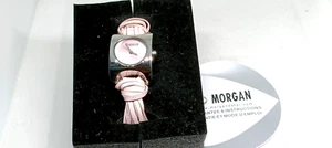 MORGAN Ladies Silver Tone Pale Pink Leather Strap Watch-VGC Boxed & Working - Picture 1 of 9