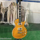 Vintage Yellow Flamed Maple Top LP Electric Guitar 2H Pickups Black Fretboard