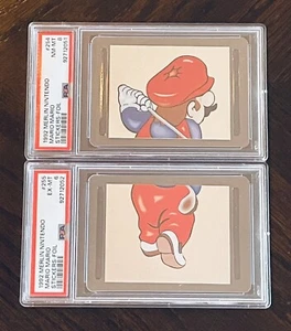 (2) 1992 Merlin Nintendo Super Mario Bros Golf Album Stickers Foil PSA 8 POP 1 - Picture 1 of 2