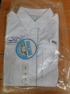 Columbia PFG Shirt Women M Omni Freeze Zero Sweat Cool Geometric Blue White READ - Picture 1 of 14