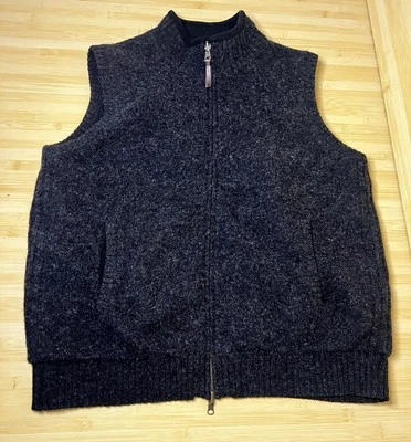 Pendleton Sweater Vest Mens Large Gray Charcoal Shetland Wool Reversible Fleece - Image 1 of 4