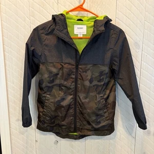 Old Navy Boy's Camo and Charcoal Rain Jacket EUC M(8) - Picture 1 of 6