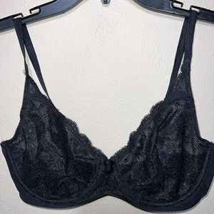 Ellen Tracy Bra Underwire Lace Sheer Black 59412 36C Unlined - Picture 1 of 11