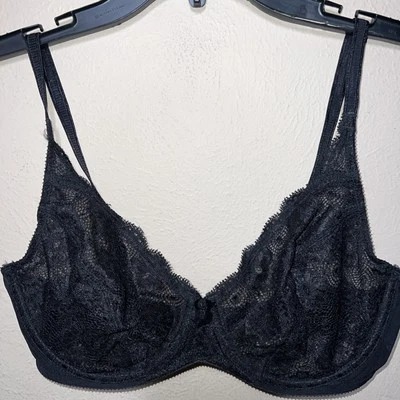 Sujetador Ellen Tracy con aros de encaje negro transparente 59412 36C sin forro Foto 1 de 4