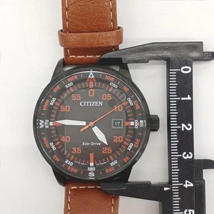 CITIZEN Eco-Drive BM7395-11E Leather Strap Brown Wristwatch - Picture 1 of 9
