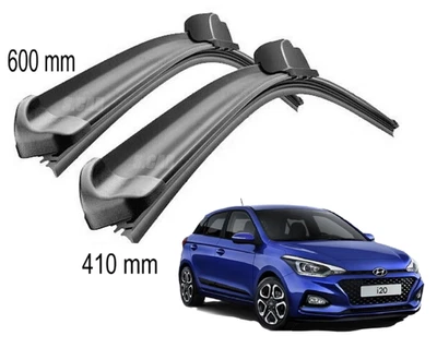 KIT 2 SPAZZOLE TERGICRISTALLO ANTERIORI FLAT HYUNDAI I20 GB  600 mm + 410 mm - Immagine 1 di 4