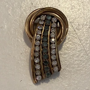 Antique Lustern 1/12 12k Gf Shooting Stare 3D Blue Clear Rhinestones Brooch Pin - Picture 1 of 13