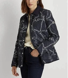 New Riding Horse Ralph Lauren Navy Quilted Jacket Coat Womens Small 🐴 $180 - Picture 1 of 6