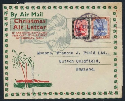 SUDÁN A INGLATERRA 1946 Elefante Foto Navidad Aerograma/Letra Aérea JARTUM Foto 1 de 3