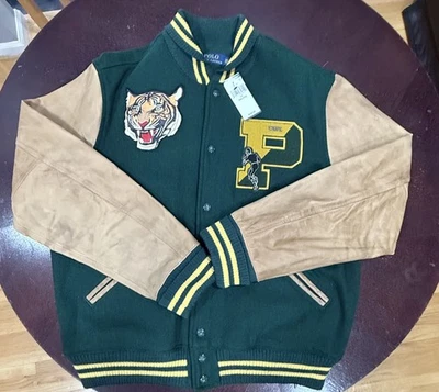 Polo Ralph Lauren RL Tigers Wool-Blend Leather Letterman Varsity Jacket size xxl - Image 1 of 4
